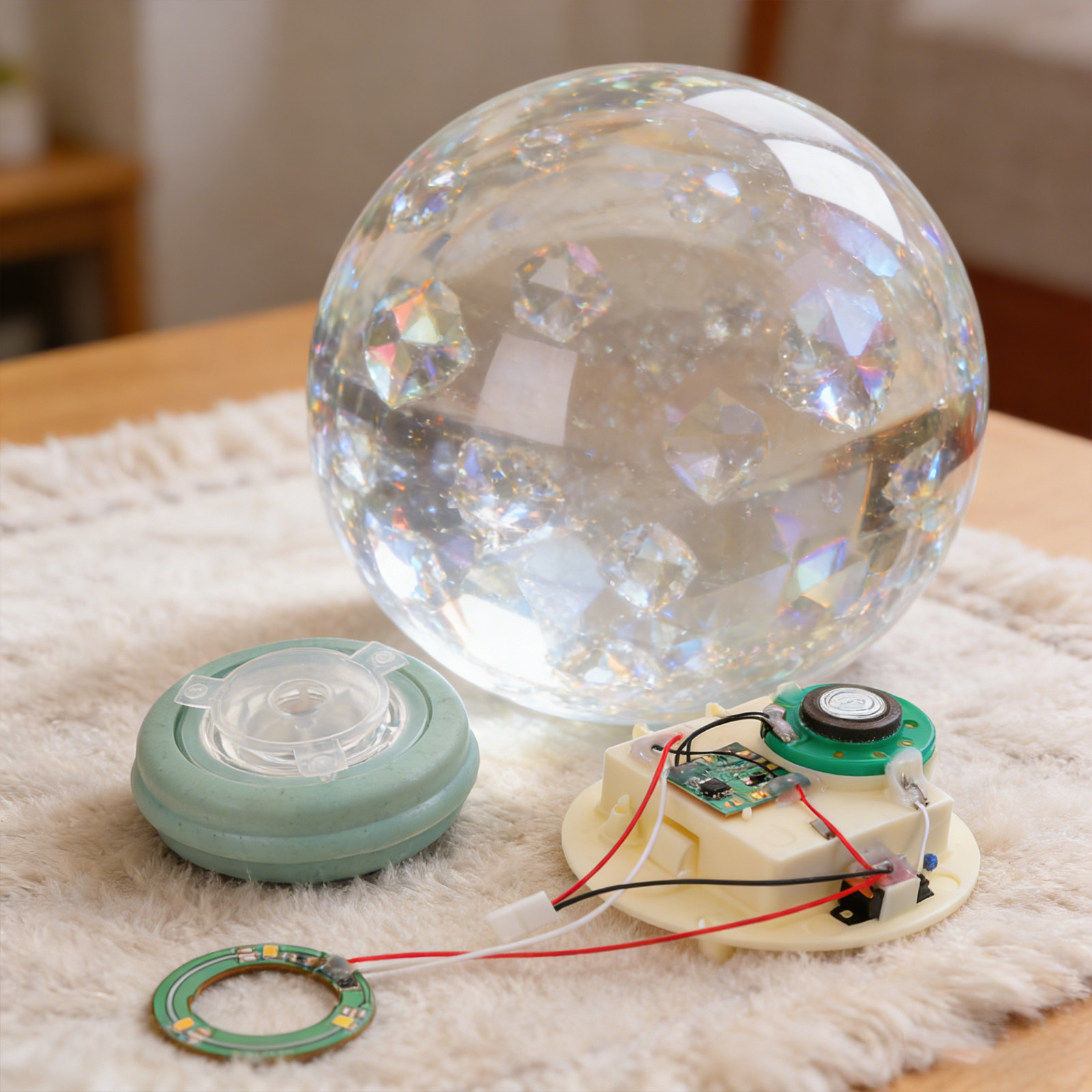Snow Globe Musical - อุปกรณ์ประกอบลูกโลกหิมะ DIY พร้อมกลไกดนตรี ไฟ กล่องแบตเตอรี่ ฝาปิด