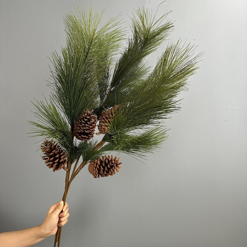 Christmas Tree Artificial - กิ่งสนประดิษฐ์เสมือนจริงพร้อมลูกสน สไตล์จีน ต้นสนปลอม พลาสติก กิ่งสนปลอม ตกแต่งงานแต่งงาน