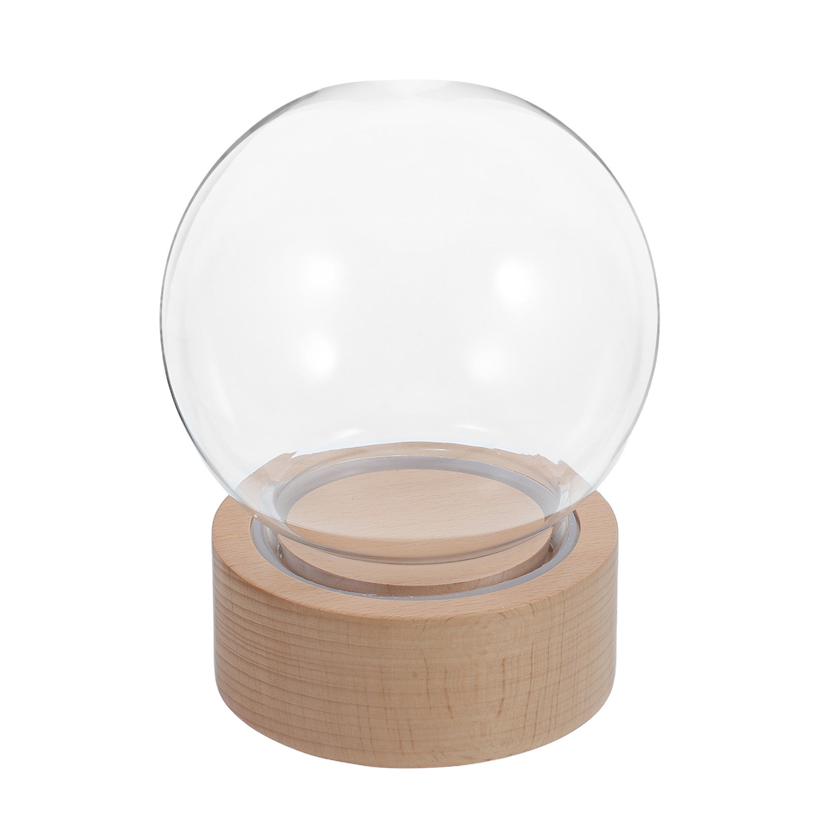 Snow Globe Musical - กล่องดนตรีทรงโดมแก้วใสพร้อมฐานไม้ ชุดทำลูกโลกหิมะ DIY อุปกรณ์ตกแต่งงานศิลปะขนาดเล็ก ภูมิทัศน์จำลอง โปร่งใส