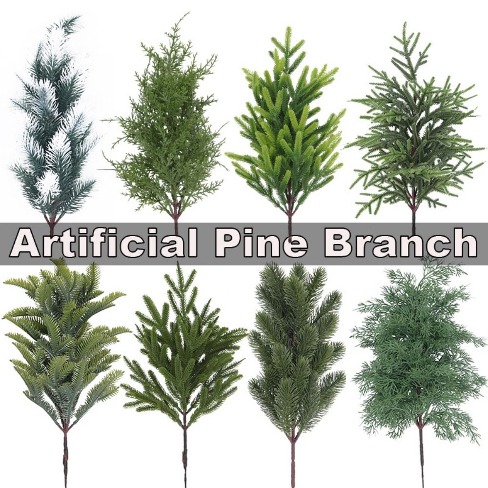 Christmas Wreath Fake - สีเขียวประดิษฐ์สาขาต้นคริสต์มาส DIY พวงหรีดปลอม Cypress Leaves Party