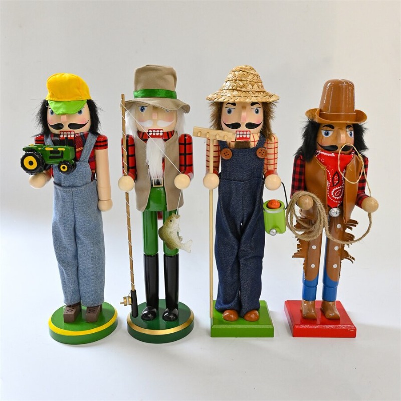 Nutcracker Figurine - ตุ๊กตาทหารนัทแครกเกอร์ไม้ ขับรถ ชาวประมง คาวบอย คนทำสวน ของตกแต่งบ้านสไตล์คันทรี่อเมริกันแบบเรียบง่าย