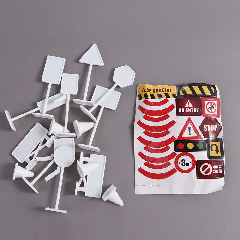 Lego Set City - 15 ชิ้น/เซ็ตความปลอดภัยการศึกษาป้ายจราจร Mini ป้ายจราจรของเล่นแผนที่บล็อกเมืองปริศนาการจราจรพลาสติกของเล่นสําหรับเด็ก