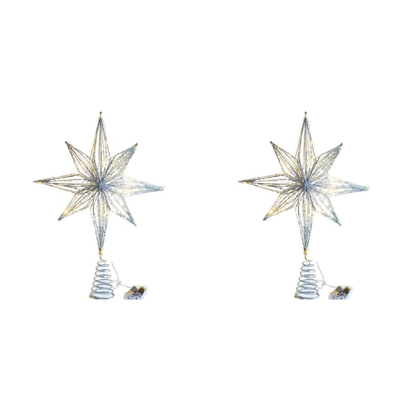 Star Tree Topper - ABXF-2X โคมไฟ LED รูปดาวสำหรับต้นคริสต์มาส ของตกแต่งบ้านสำหรับต้นคริสต์มาส ไฟต้นไม้รูปดาวแปดแฉก