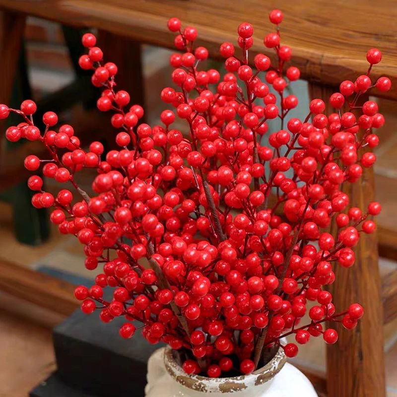 กิ่งผลเบอร์รี่สีแดงประดิษฐ์ 5/ - Christmas Wreath Fake บทวิจารณ์และราคา
