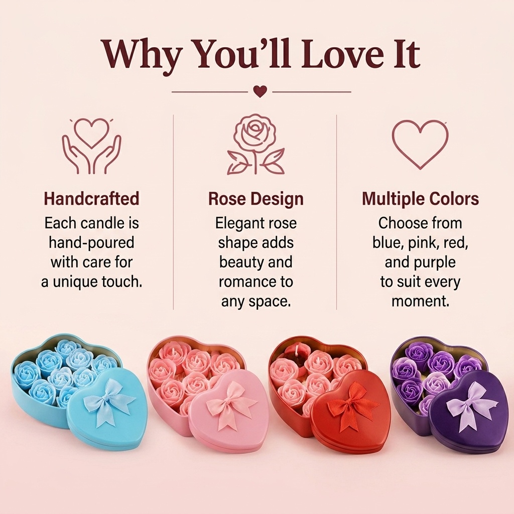 ชุดเทียนไขถั่วเหลืองรูปดอกกุหล - Holiday Candle Set บทวิจารณ์และราคา