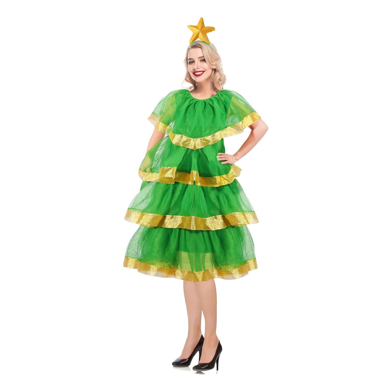 ชุดคอสเพลย์ต้นคริสต์มาสสีเขียว - Elf Costume Christmas บทวิจารณ์และราคา