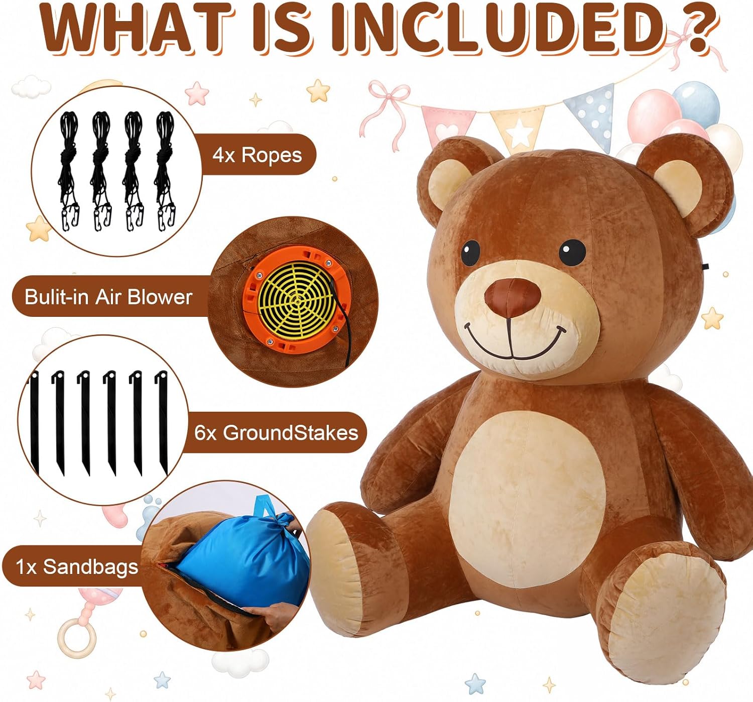 ตุ๊กตาหมีเป่าลมขนาด 6 ฟุตพร้อม - Christmas Lights Outdoor บทวิจารณ์และราคา