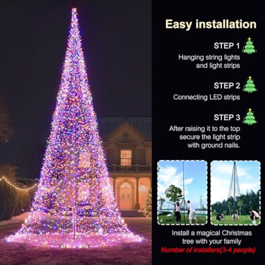 เสาธงกลางแจ้งพร้อมไฟ LED ต้นคร - Christmas Lights Outdoor บทวิจารณ์และราคา
