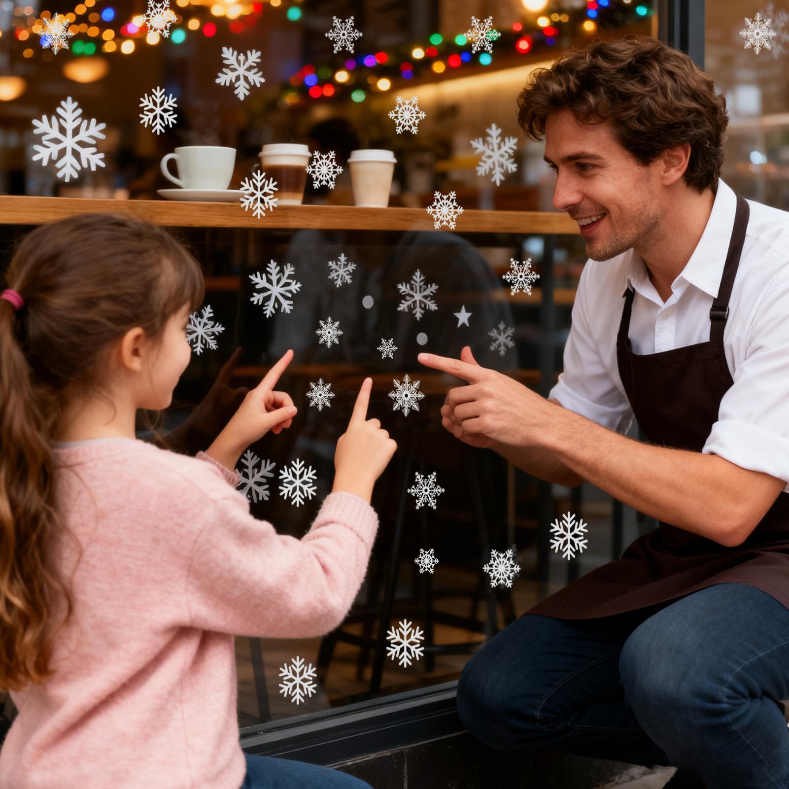 สติ๊กเกอร์ติดกระจกลายเกล็ดหิมะ - Snowflake Window Decal บทวิจารณ์และราคา