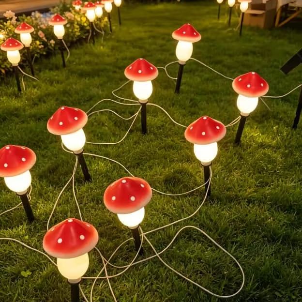 ไฟประดับรูปเห็ดพลังงานแสงอาทิต - Christmas Lights Outdoor บทวิจารณ์และราคา