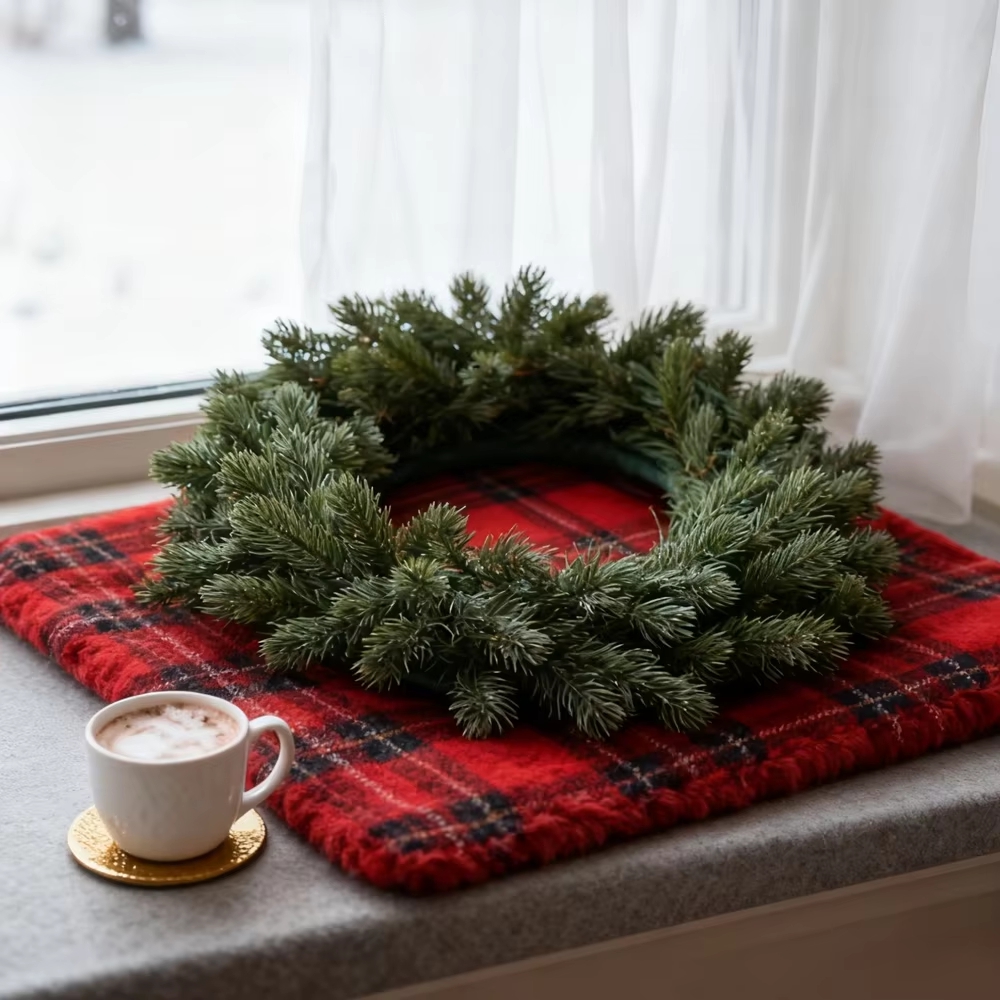 พวงหรีดต้นสนประดิษฐ์ ตกแต่งคริ - Christmas Wreath Fake บทวิจารณ์และราคา
